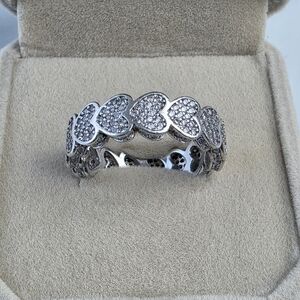Sterling Silver 925 Heart Eternity Cubic Zircinia Ring‎ Size 8